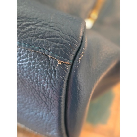 OPELLI Leather Satchel Handbag Brass Hardware Top Zip - Picture 4 of 9